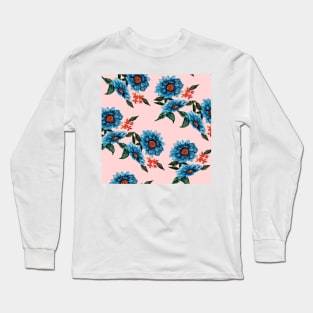 pink and blue floral Long Sleeve T-Shirt